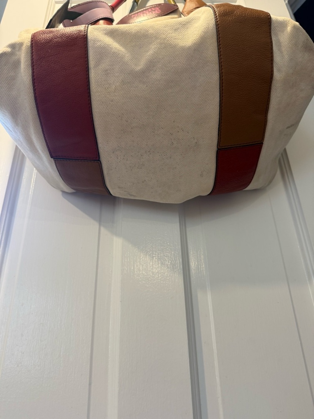 See By Chloe Laetzia Cream Canvas Tote with Red & Brown Leather Accents - Picture 3 of 9